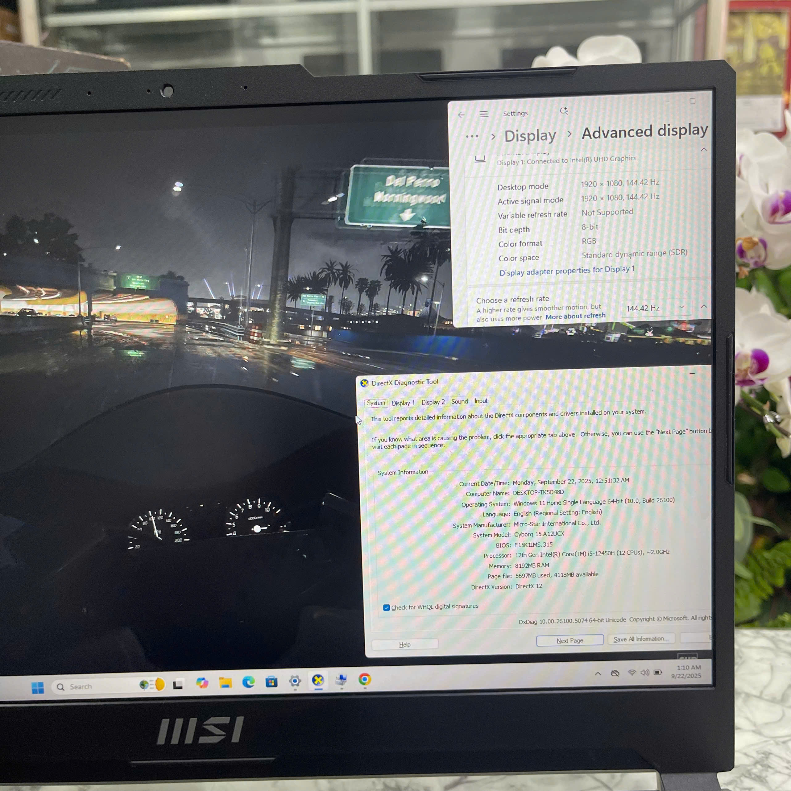 MSI Cyborg 15 A12UCX  Core I5-12450H RAM 16GB SSD 512GGB RTX 2050 4GB MÀN HÌNH : 15.6 Inch FHD IPS 144Hz