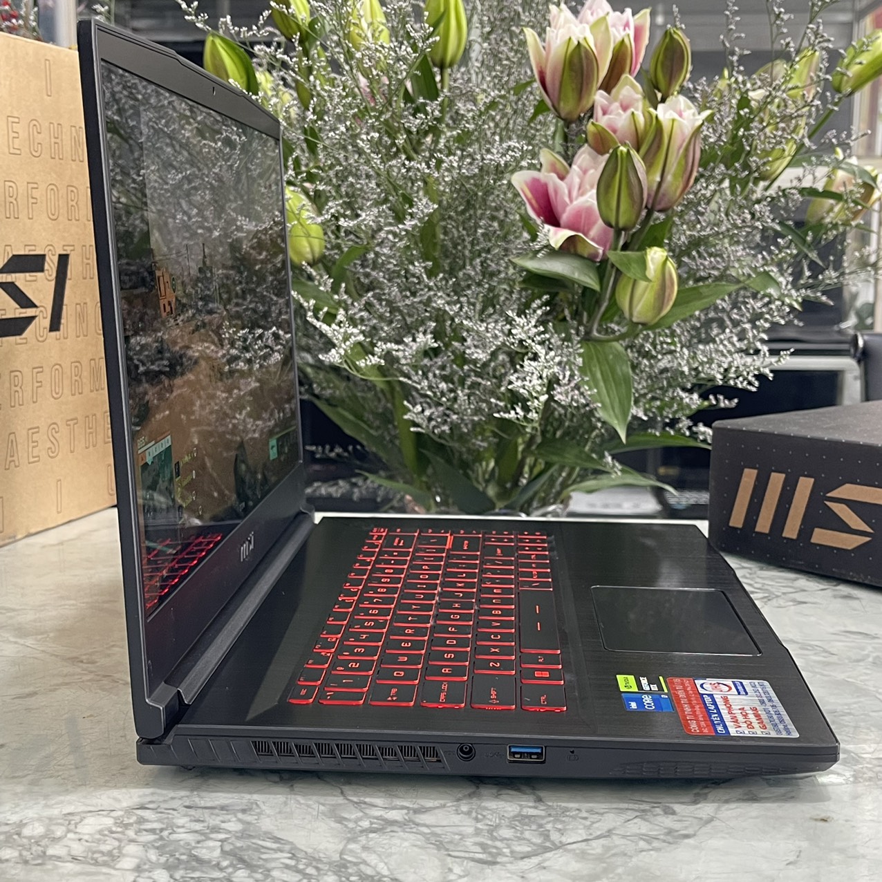 Gaming MSI GF63 Thin 11SC-663VN (MÁY CÒN BẢO HÀNG HÃNG ) Core I7-11800H Ram 8gb Ssd 512gb  Và 500gb Hdd VGA GTX 1650 MaxQ 4GB Màn Hình 15.6'' IPS Fhd 144.Hz